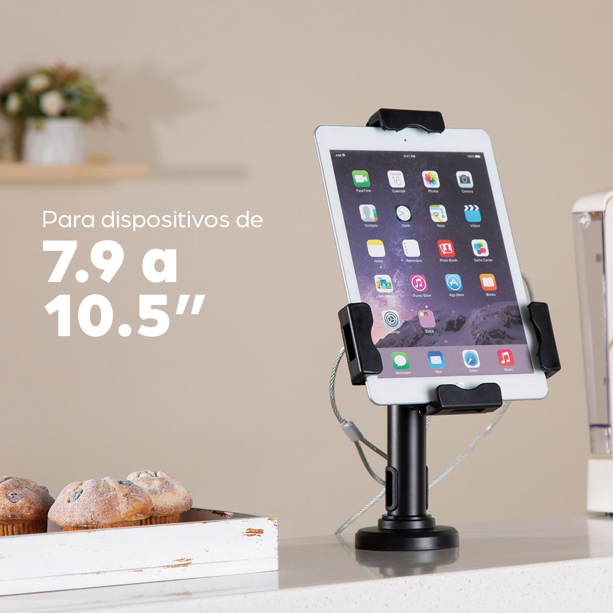 Soporte antirrobo para Tableta o iPad con opción de montaje en escritorio o pared