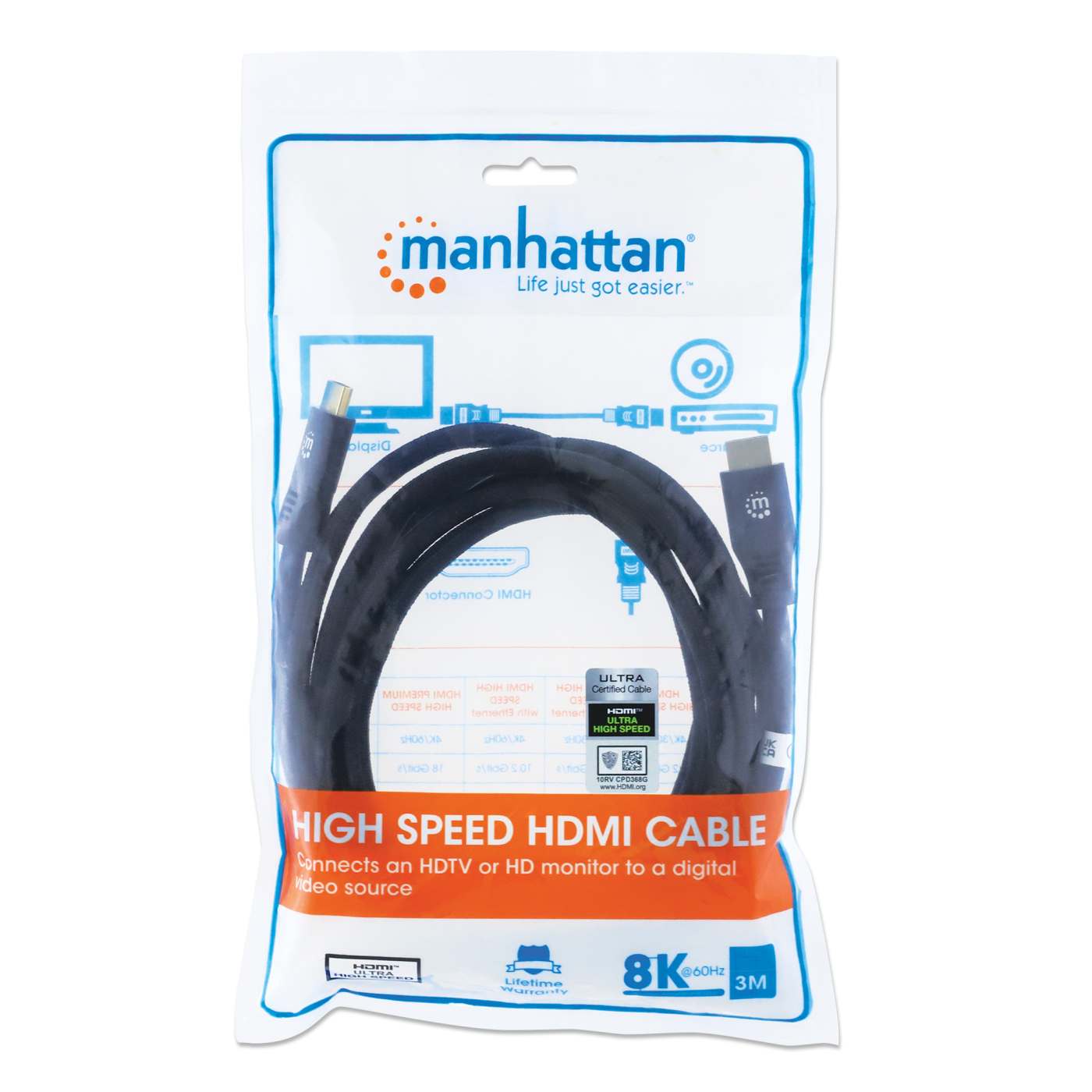 Cable HDMI Certificado de Ultra Alta Velocidad, 8K a 60 Hz o 4K a 120 Hz, con Ethernet Packaging Image 2