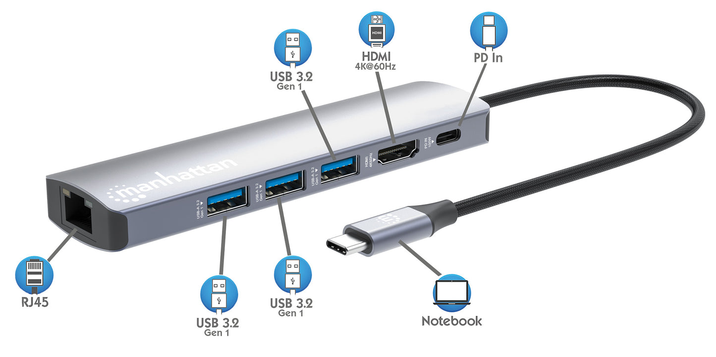 Base de conexión USB-C PD 6 en 1 4K / Hub multipuerto Image 9