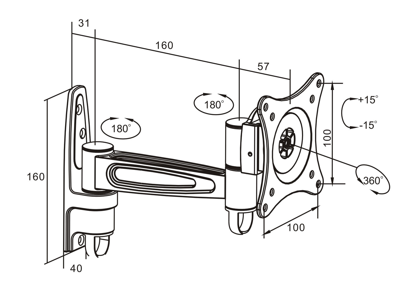 Soporte de pared articulado universal para TV de pantalla plana Image 7