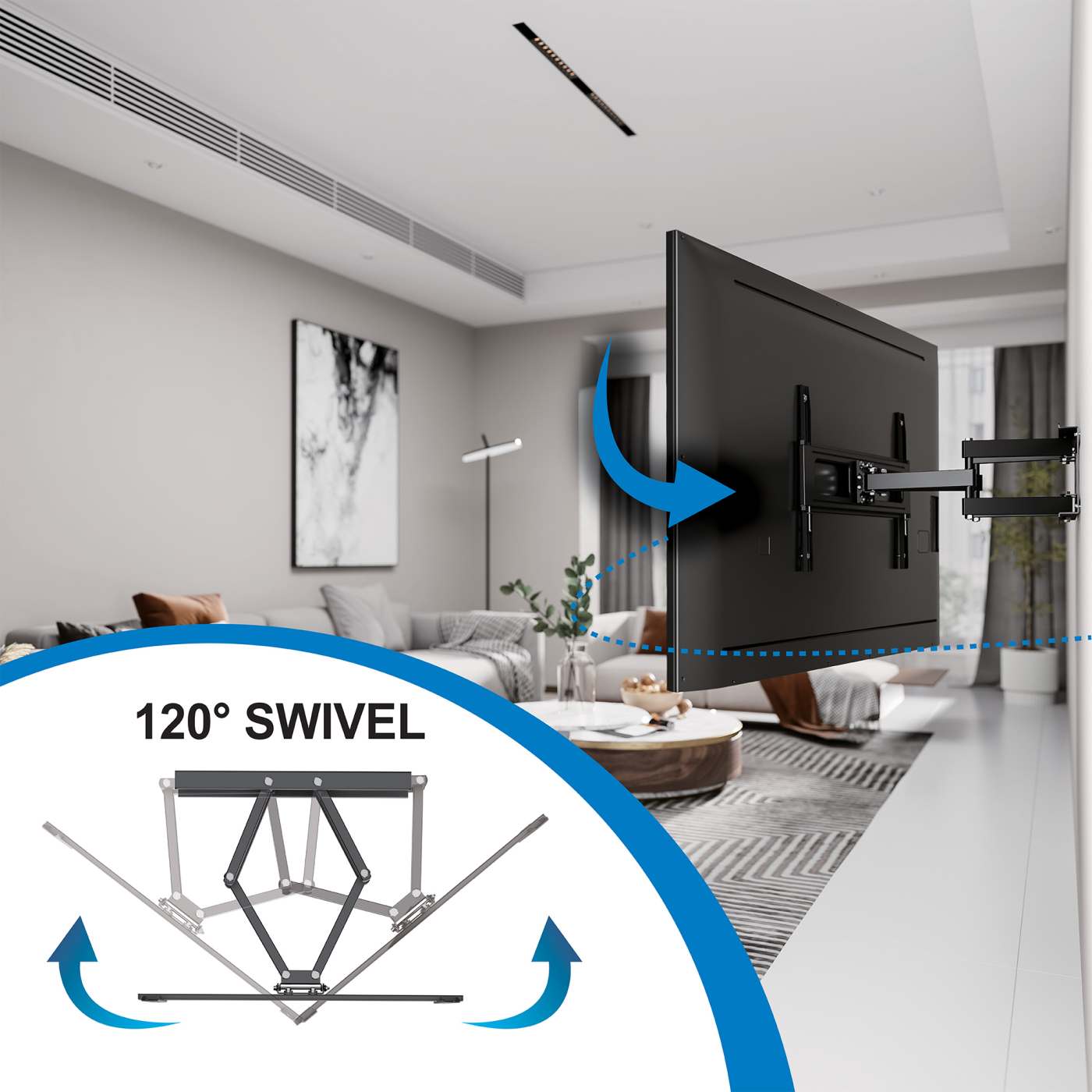 Soporte de pared para TV de movimiento completo para exteriores, para pantallas de 37" a 86" Image 14