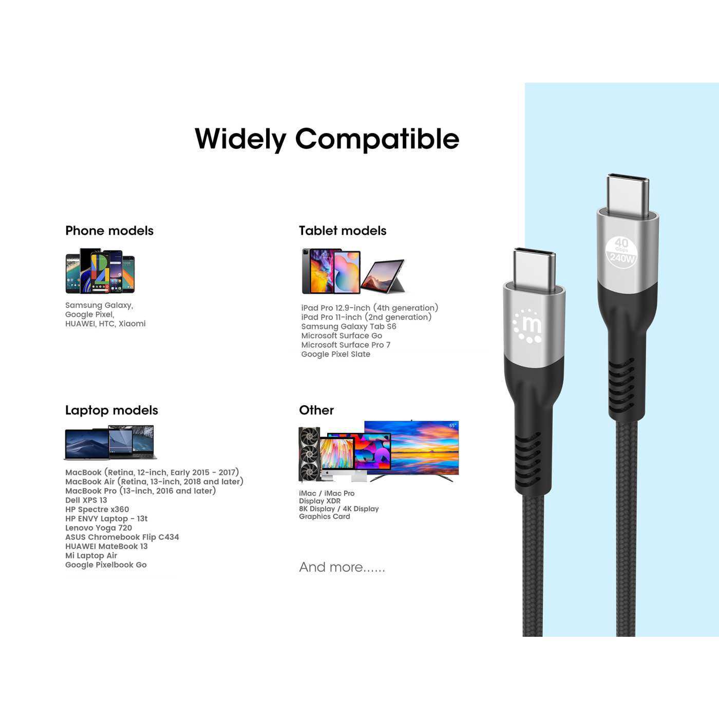 Cable USB4 de USB C a C, 40 Gbps, Video 8K y PD 3.1 para carga de 240 W Image 14