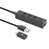 Hub USB 3.0, con combinación de conectores USB Tipo-C y Tipo-A, de 3 puertos y adaptador de red Gigabit Ethernet Image 3