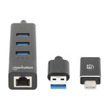 Hub USB 3.0, con combinación de conectores USB Tipo-C y Tipo-A, de 3 puertos y adaptador de red Gigabit Ethernet Image 4