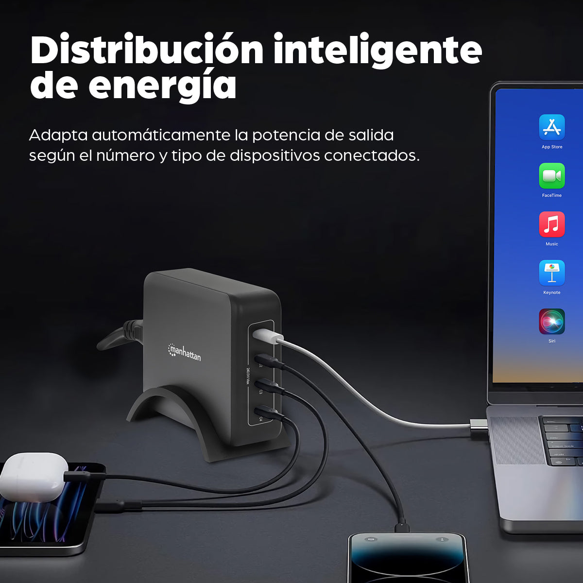Estación de carga PD con 4 puertos USB-C - 240 W