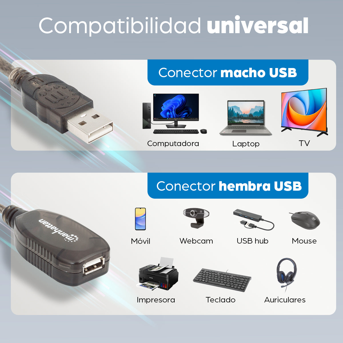Cable de extensión activo USB de alta velocidad