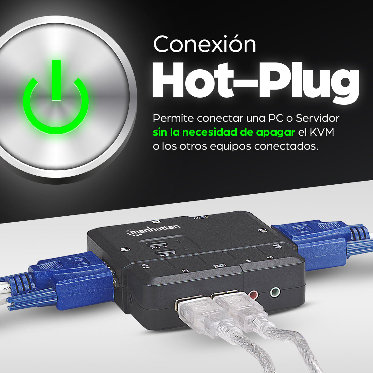 Switch KVM Compacto de 2 Puertos