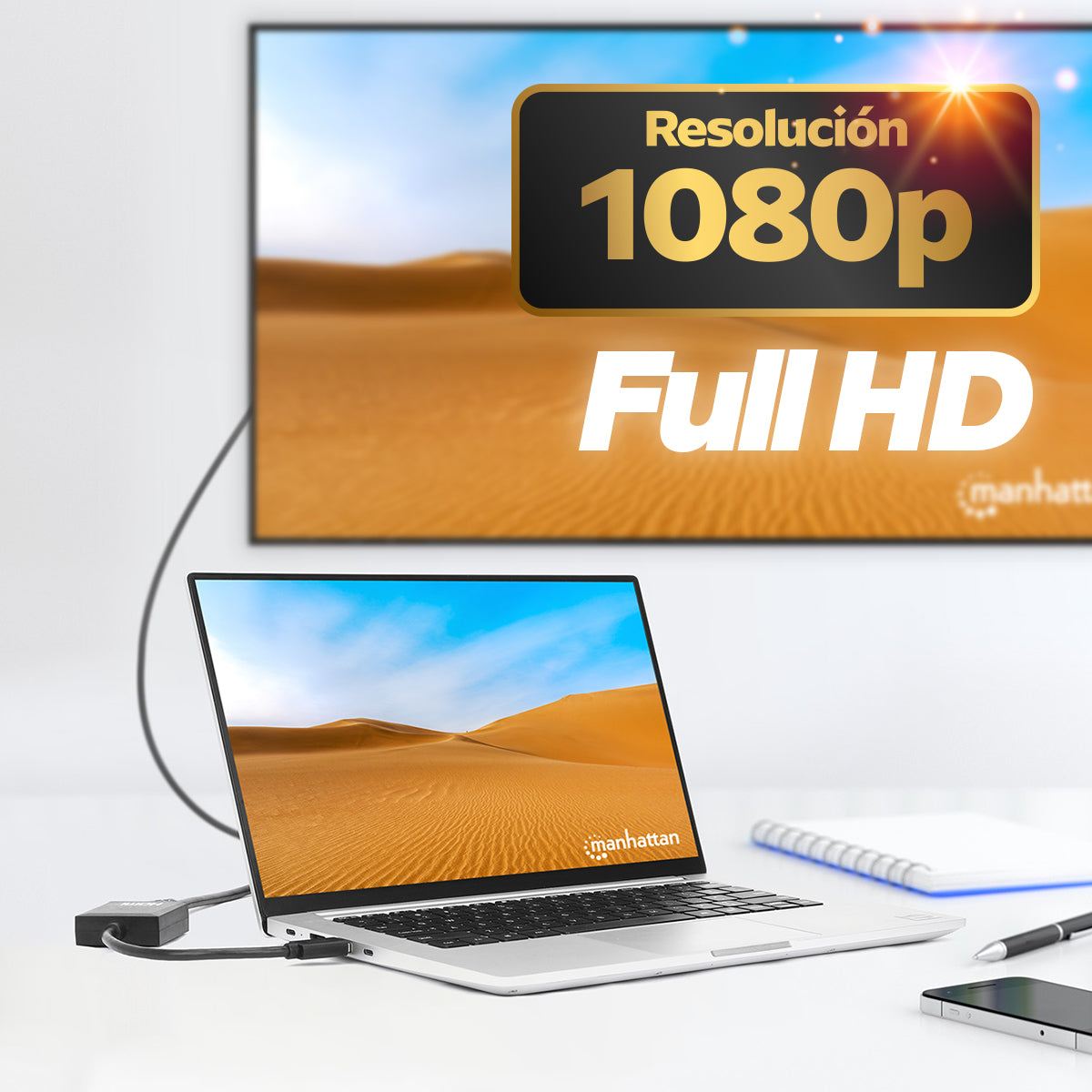 Convertidor de USB-A a HDMI 1080p