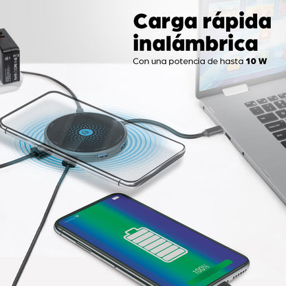 Docking USB-C con base de carga inalámbrica