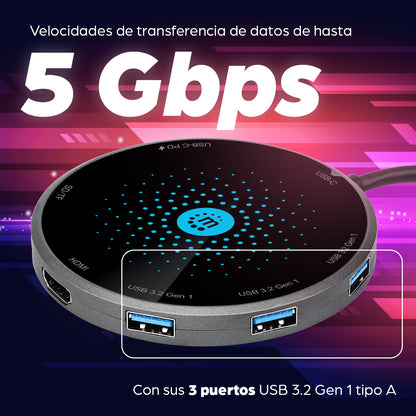 Docking USB-C con base de carga inalámbrica