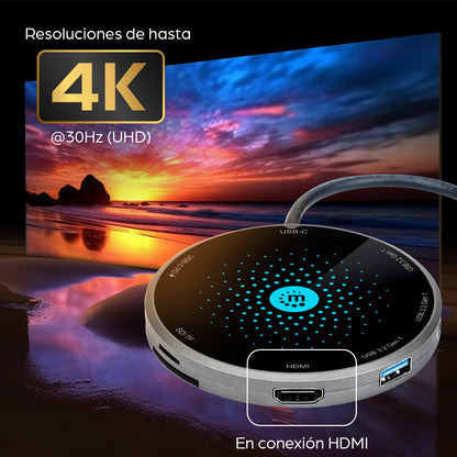 Docking USB-C con base de carga inalámbrica