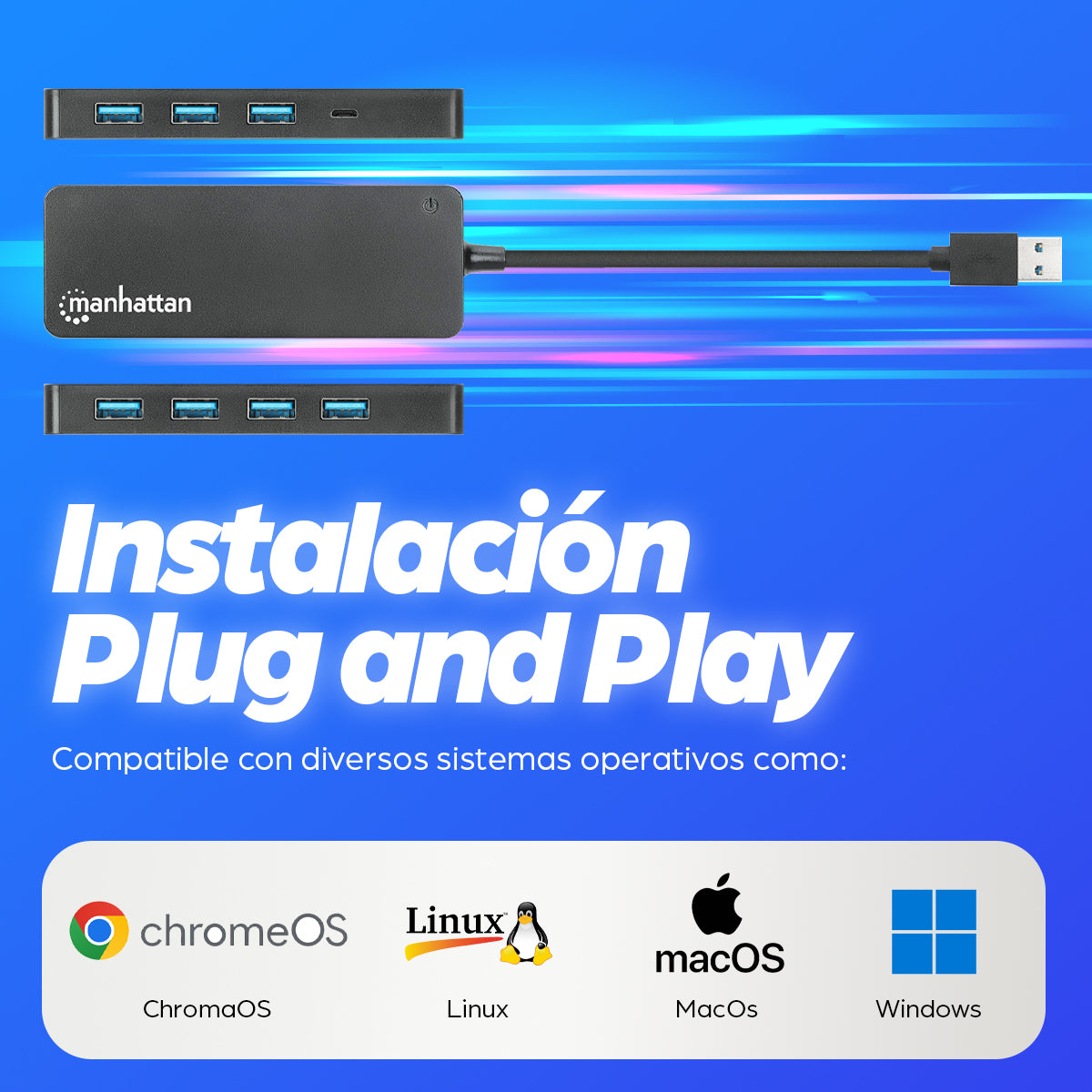 Hub USB con 7 puertos USB-A 3.2