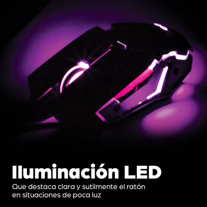 Mouse óptico Gaming LED con cable, iluminación RGB, 7 botones