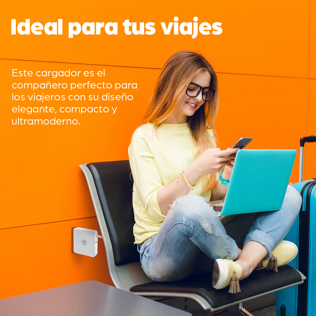 Cargador de energía PD con cable USB-C integrado – 60 W