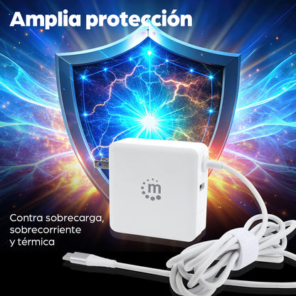 Cargador de energía PD con cable USB-C integrado – 60 W