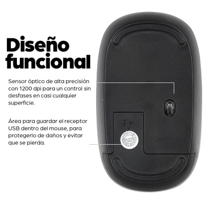 Mouse USB óptico inalámbrico MW3050