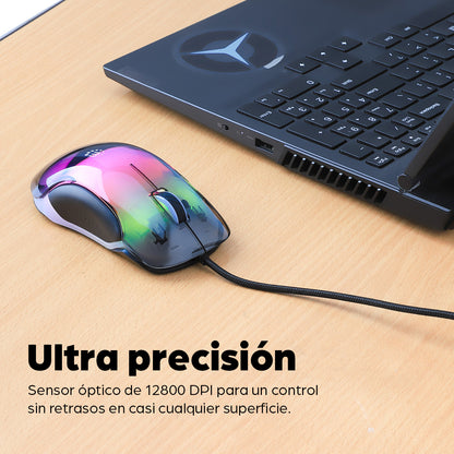 Mouse USB óptico con cable LED RGB