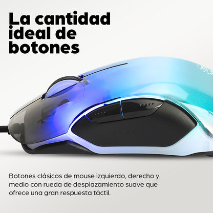 Mouse USB óptico con cable LED RGB