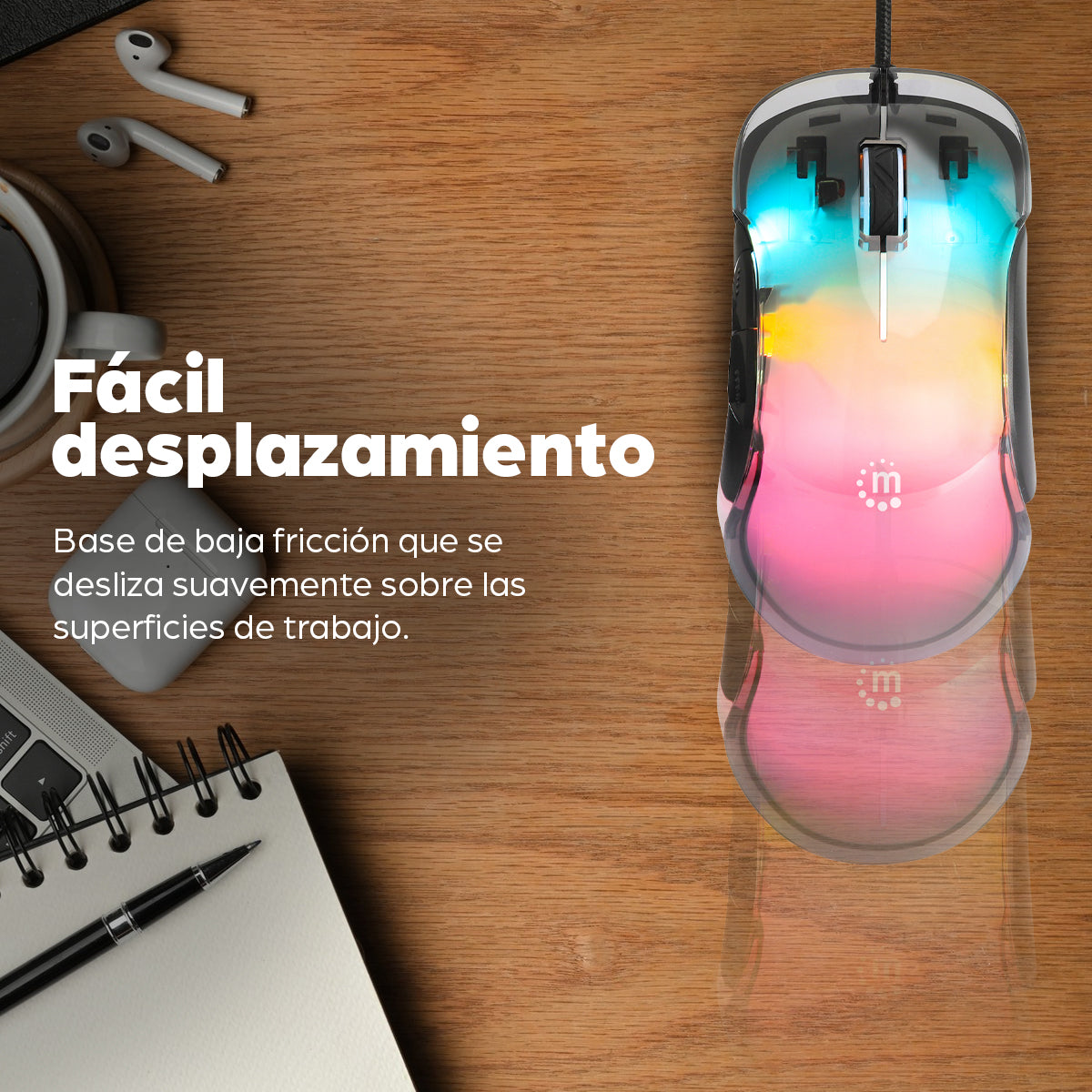 Mouse USB óptico con cable LED RGB