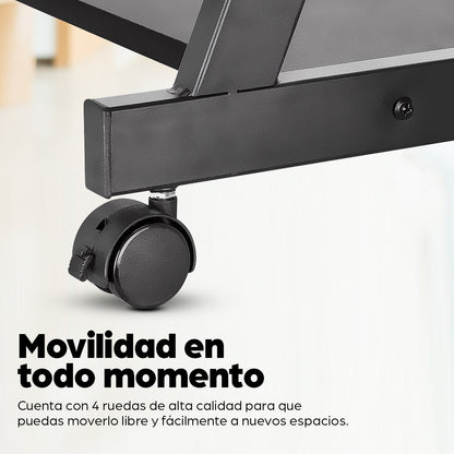 Escritorio compacto para computadora, con bandeja deslizable para teclado