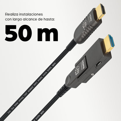 Cable Óptico Activo HDMI a HDMI con conector HDMI desmontable, Clasificación Plenum