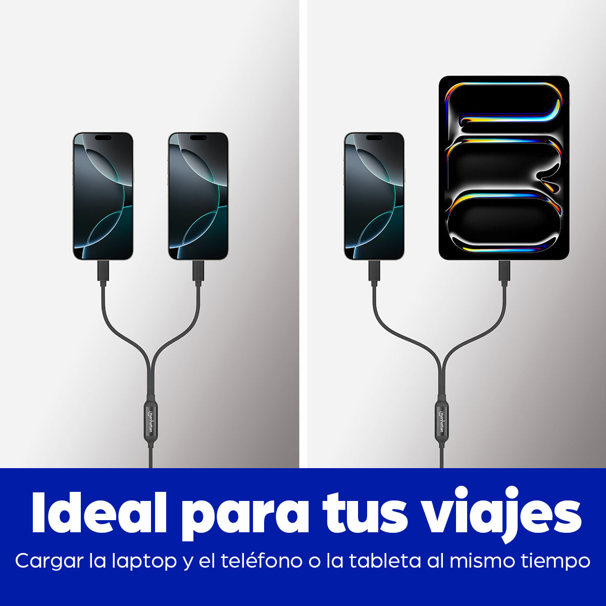 Cable de carga USB-C doble 100 W, 2 m (7 ft)