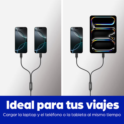 Cable de carga USB-C doble 100 W, 2 m (7 ft)