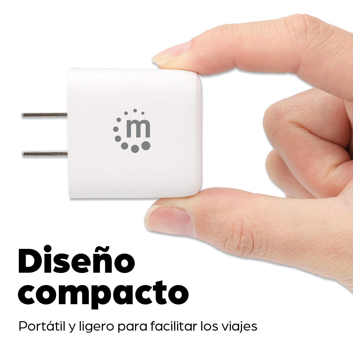 Cargador de pared mini para carga de energía por USB de 2 puertos - 20 W