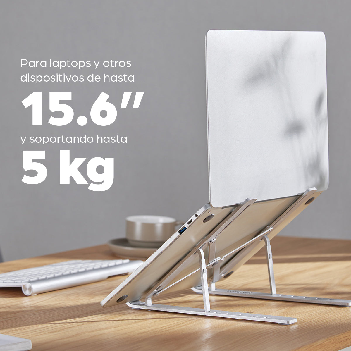 Soporte de aluminio para laptop o tablet con elevación ajustable, Premium