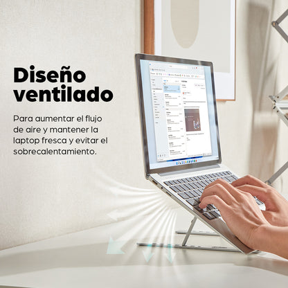 Soporte de aluminio para laptop o tablet con elevación ajustable, Premium