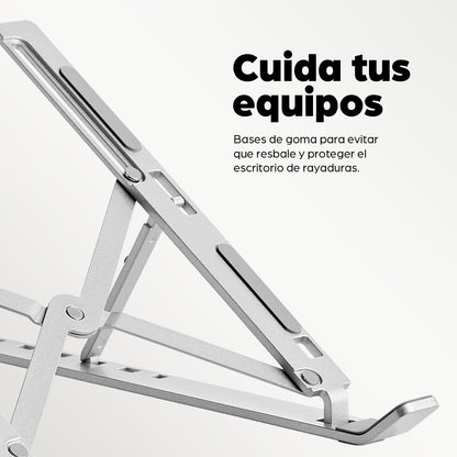 Soporte de aluminio para laptop o tablet con elevación ajustable, Premium