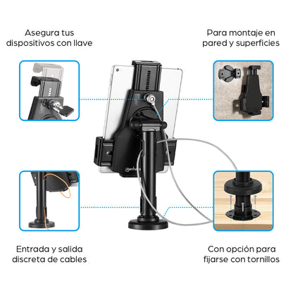 Soporte antirrobo para Tableta o iPad con opción de montaje en escritorio o pared