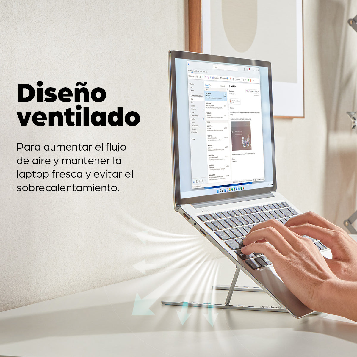 Soporte de aluminio para laptop o tablet con elevación ajustable, ECO