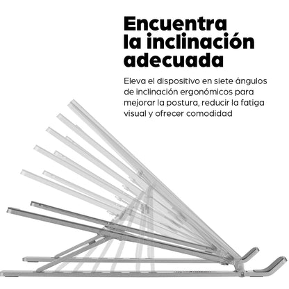 Soporte de aluminio para laptop o tablet con elevación ajustable, ECO
