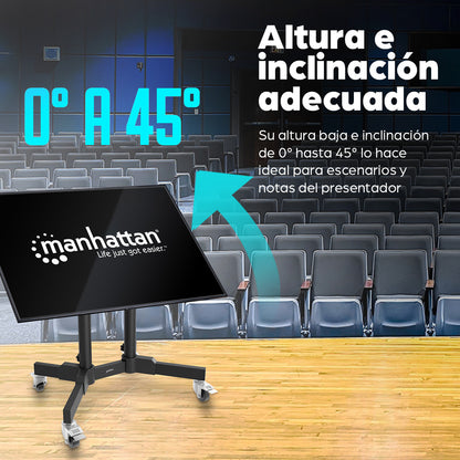 Soporte compacto tipo carro para pantallas de 23" a 70" con inclinación de 45°