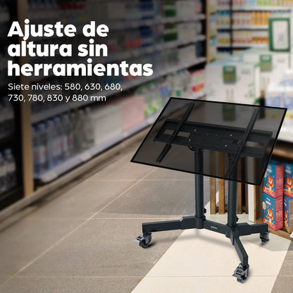 Soporte compacto tipo carro para pantallas de 23" a 70" con inclinación de 45°