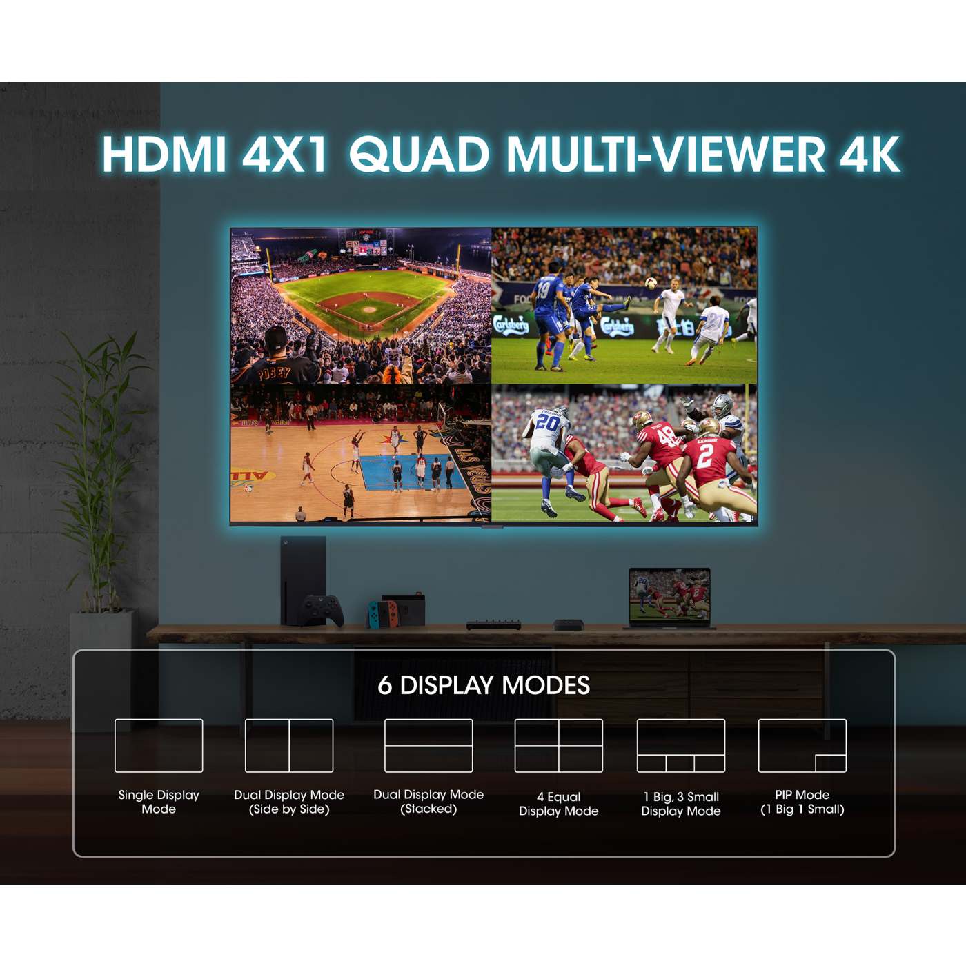 Switch Multiviewer HDMI de 4 puertos 4K Image 3