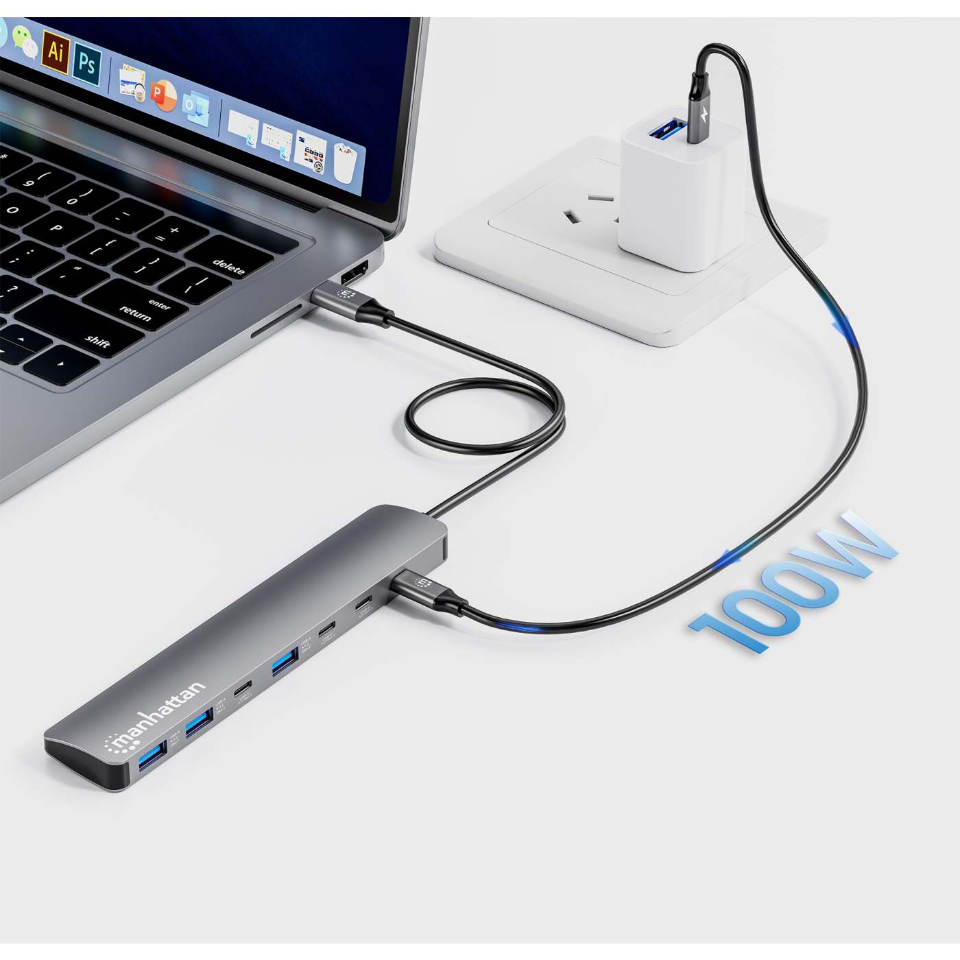 Hub de 7 puertos 10G/5G USB-C / USB-A 4+3 con Power Delivery Image 6