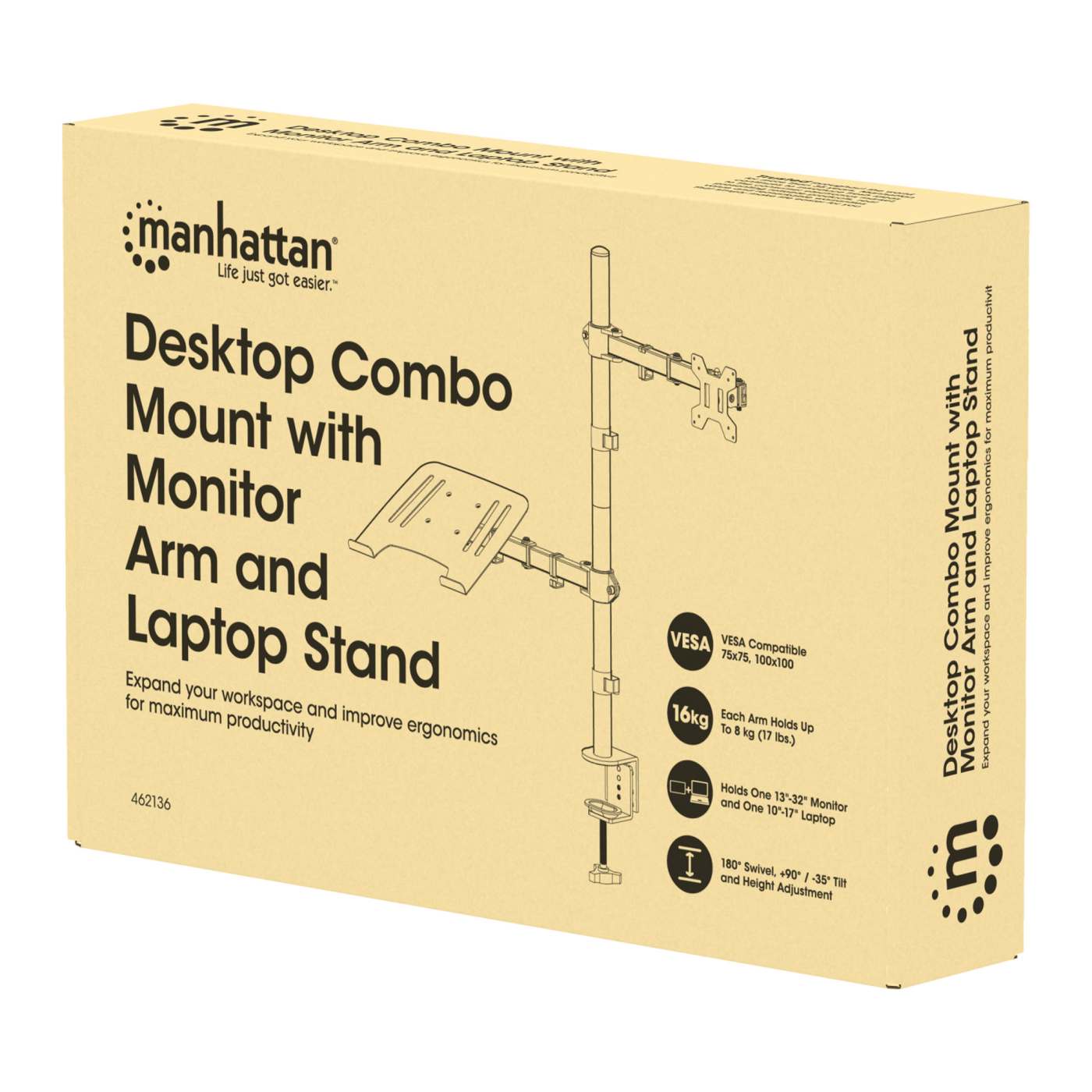 Soporte combinado de escritorio para laptop y monitor de 13" a 32" Packaging Image 2