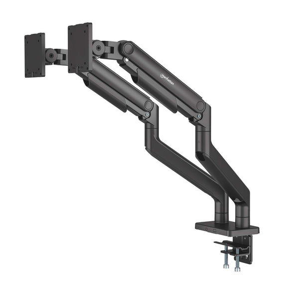 Soporte de aluminio con sistema de pistón para 2 monitores de 17