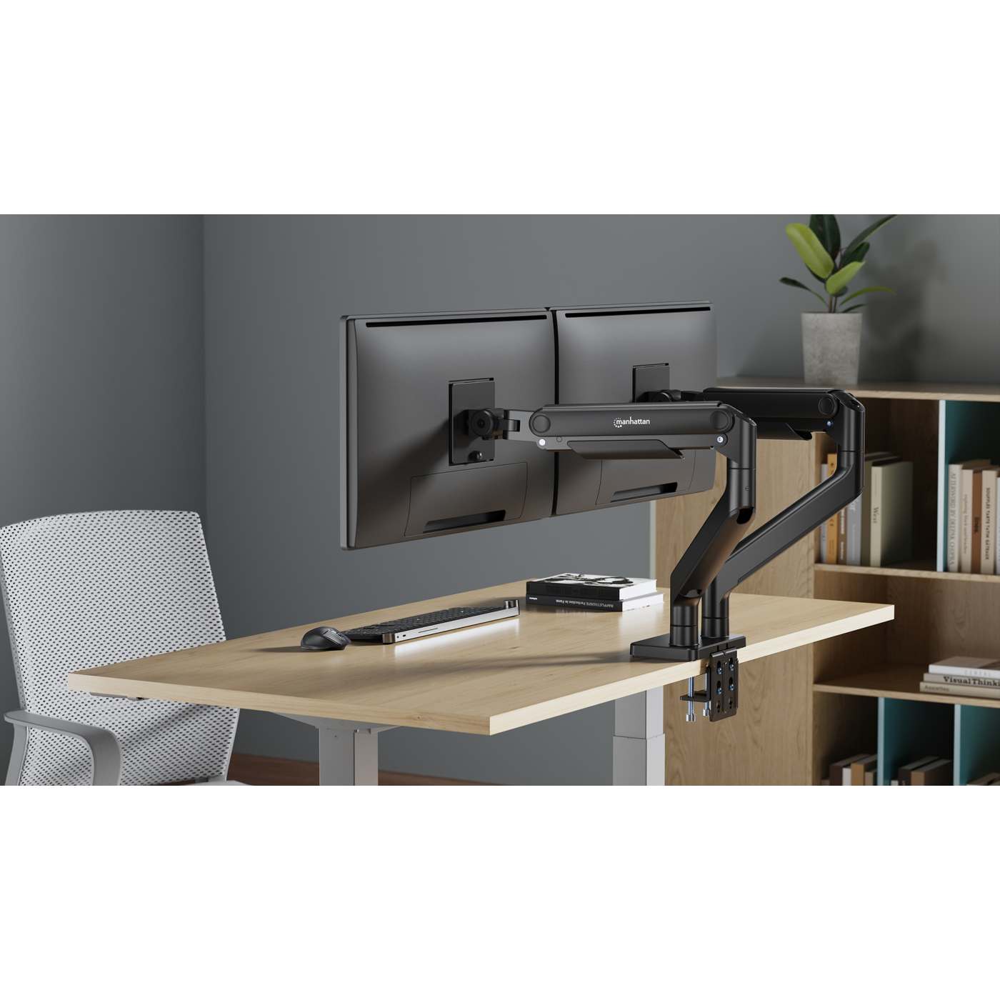 Soporte de aluminio con sistema de pistón para 2 monitores de 17" a 45" Image 3