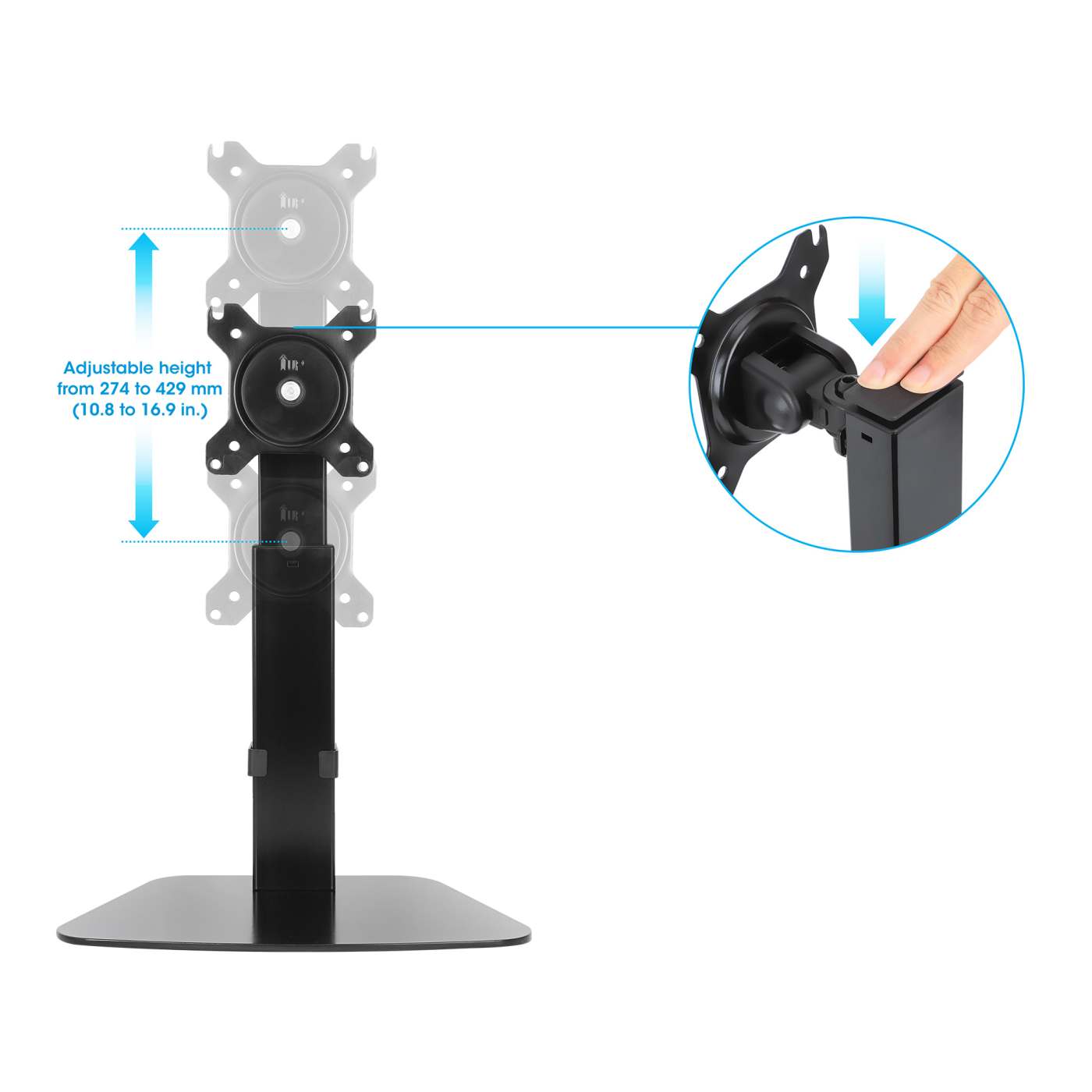 Soporte de escritorio para un solo monitor con pistón de gas para ajuste de altura Image 7