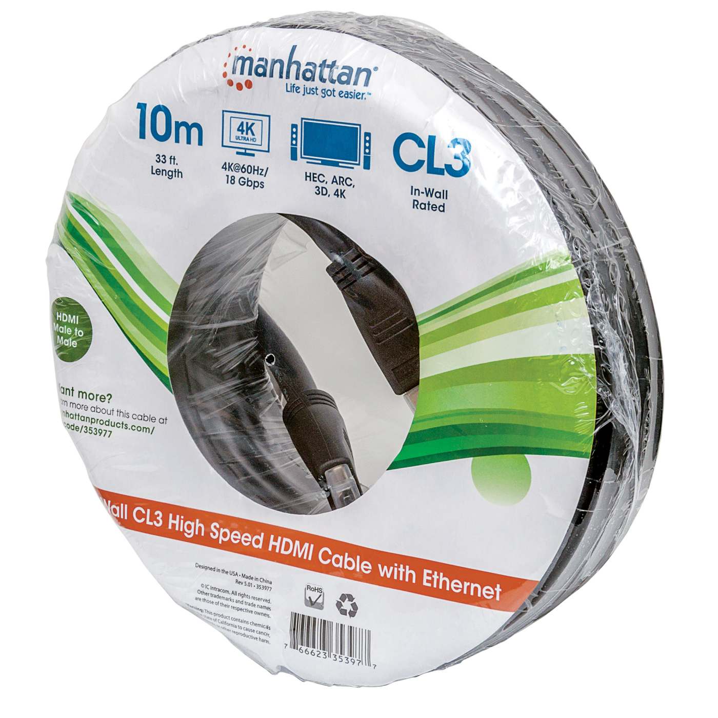 Cable HDMI de alta velocidad con Ethernet, para pared Packaging Image 2