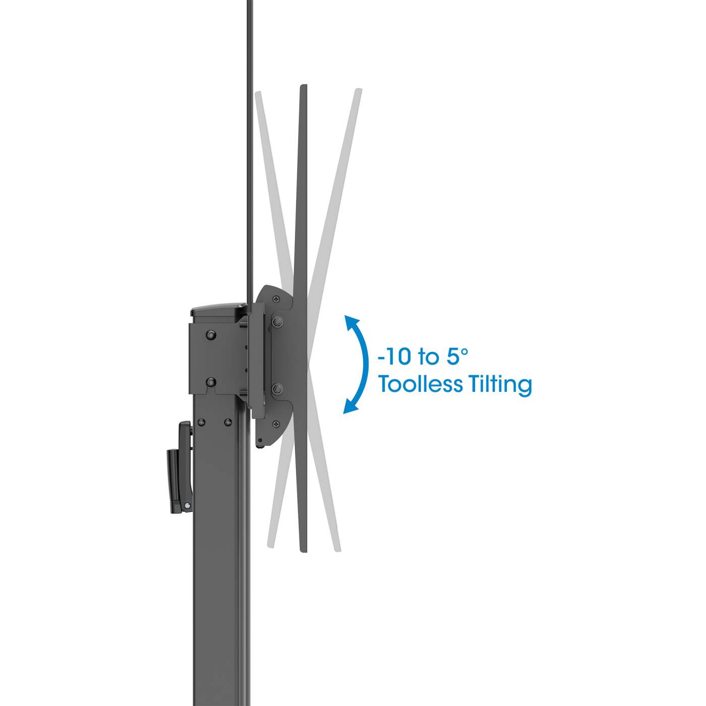 Carrito para TV multimedia de pantalla grande con ajuste de altura sin herramientas, para pantallas de 60" a 120" Image 11