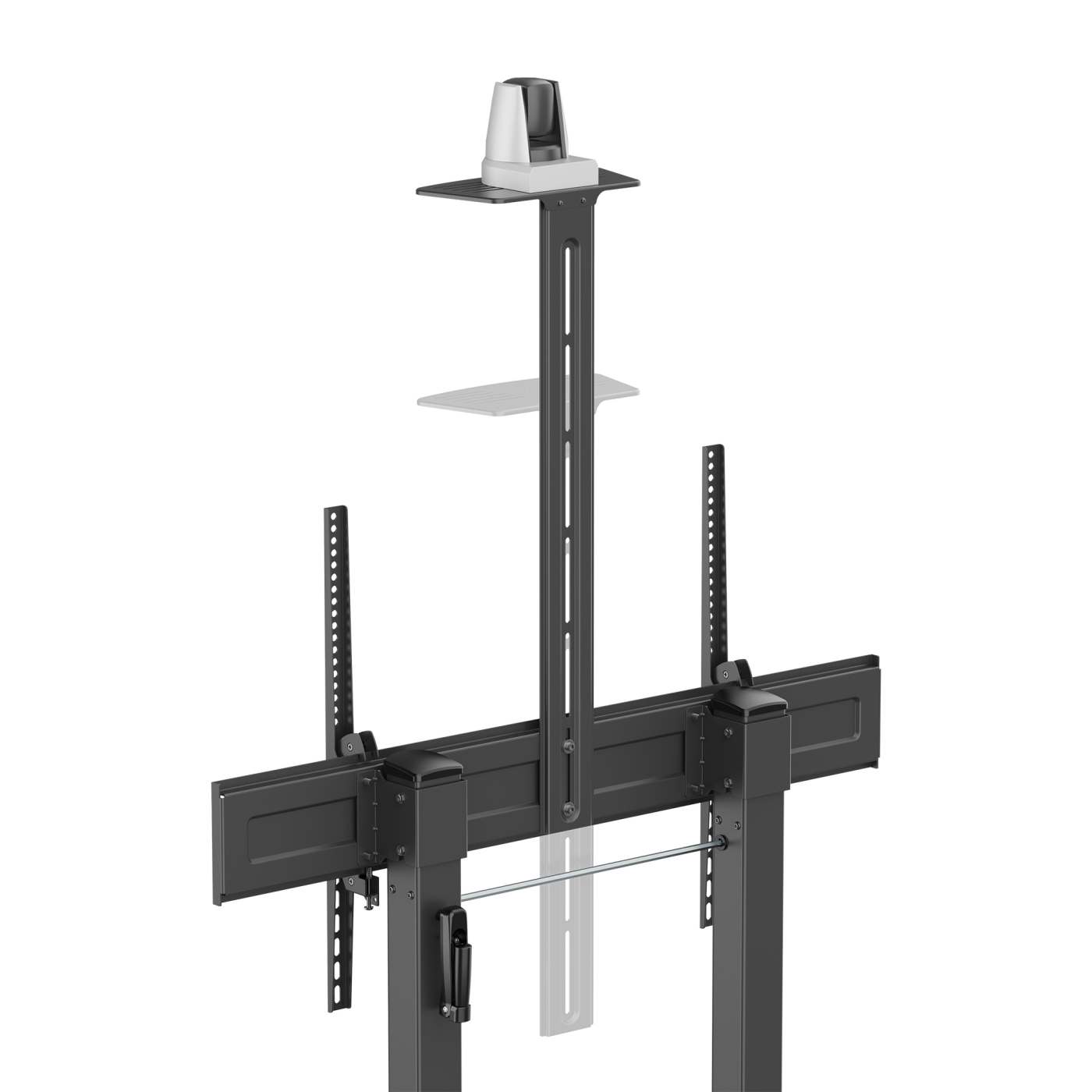Carrito para TV multimedia de pantalla grande con ajuste de altura sin herramientas, para pantallas de 60" a 120" Image 8