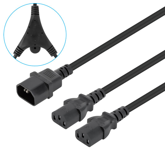 Cable de alimentación divisor en Y, un conector C14 a 2 x C13, 1.8 m