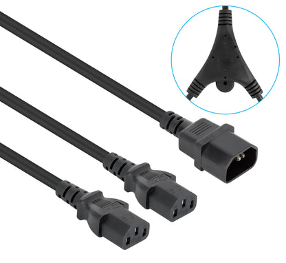 Cable de alimentación divisor en Y, un conector C14 a 2 x C13, 1.8 m