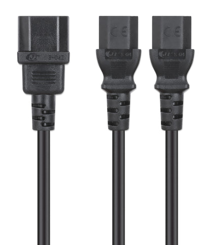Cable de alimentación divisor en Y, un conector C14 a 2 x C13, 1.8 m