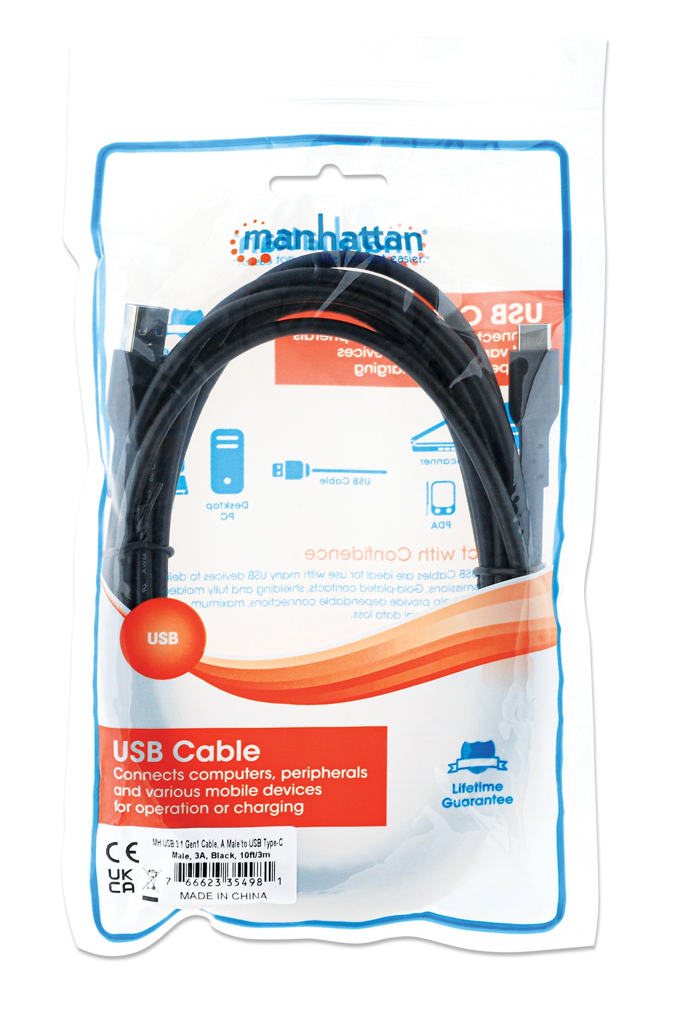 Cable de dispositivo USB 3.0 Tipo-A a Tipo-C Packaging Image 2