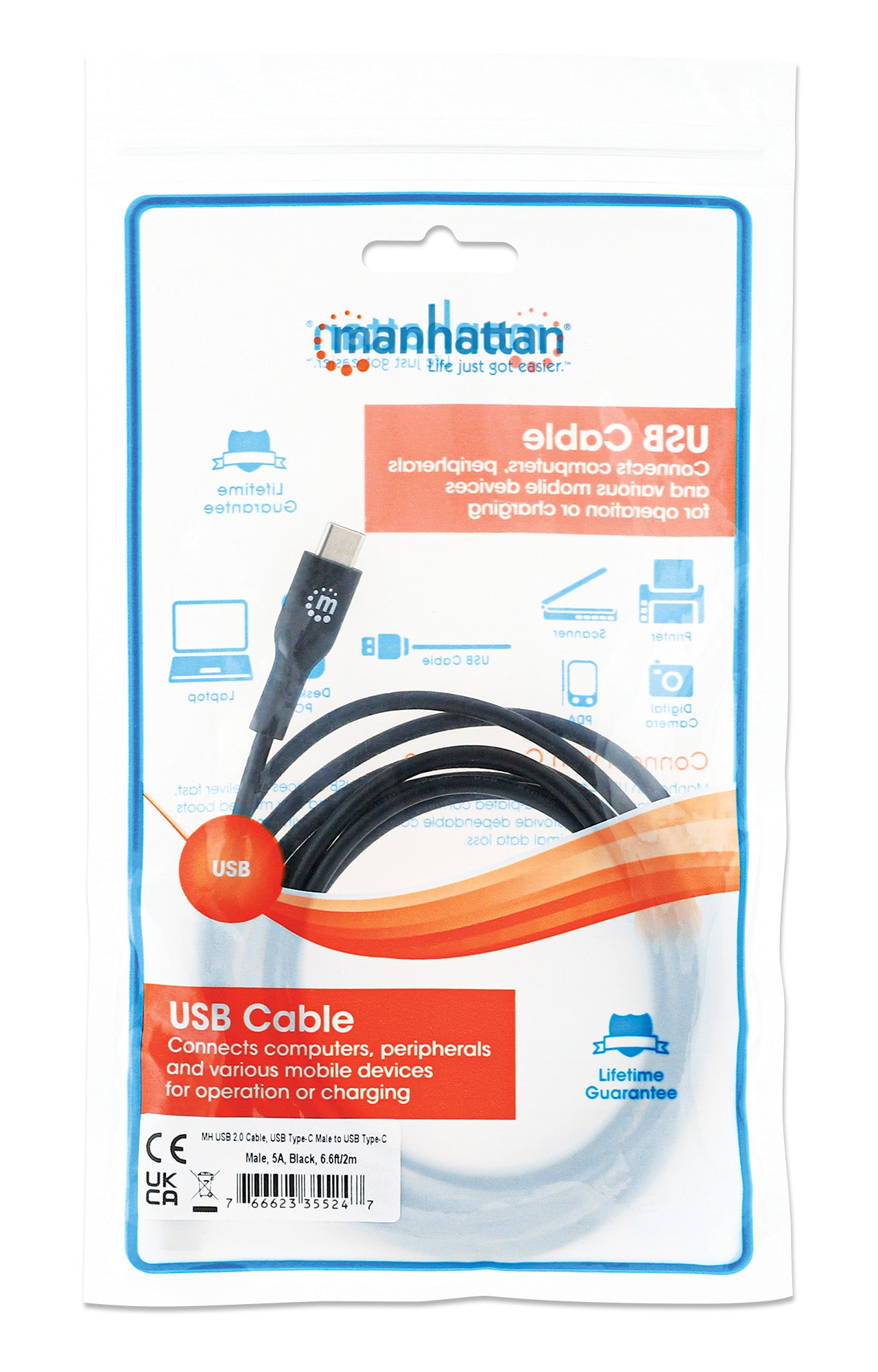 Cable de dispositivo USB 2.0 Tipo-C Packaging Image 2
